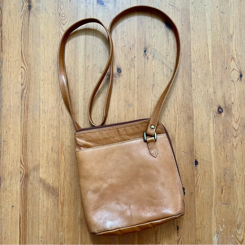 Vintage Tan Leather Crossbody Bag